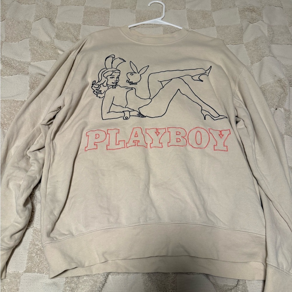 Playboy Beige Sweatshirt with Graphic Design